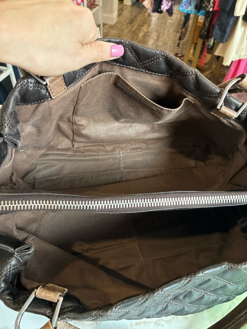 Marc Jacobs Quilted Brown Tote Bag with Contrast Handle - Picture 7 of 10